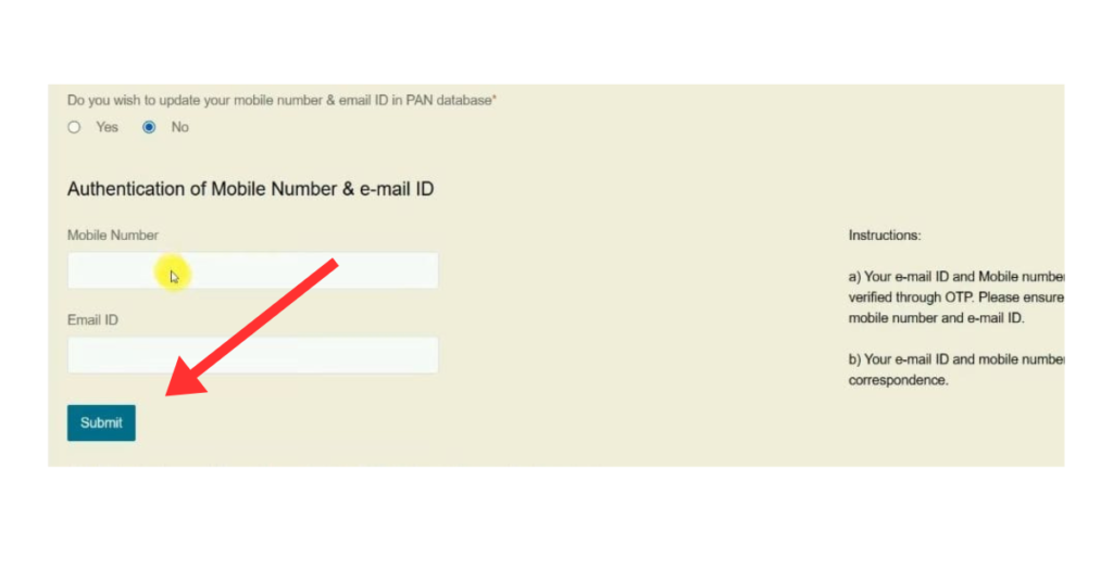 Pan Card Mobile Number Update